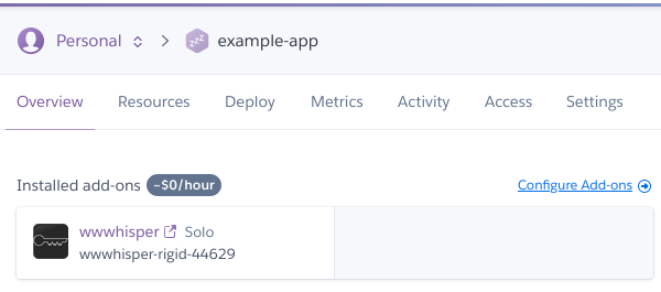 wwwhisper SSO link from the Heroku
Dashboard