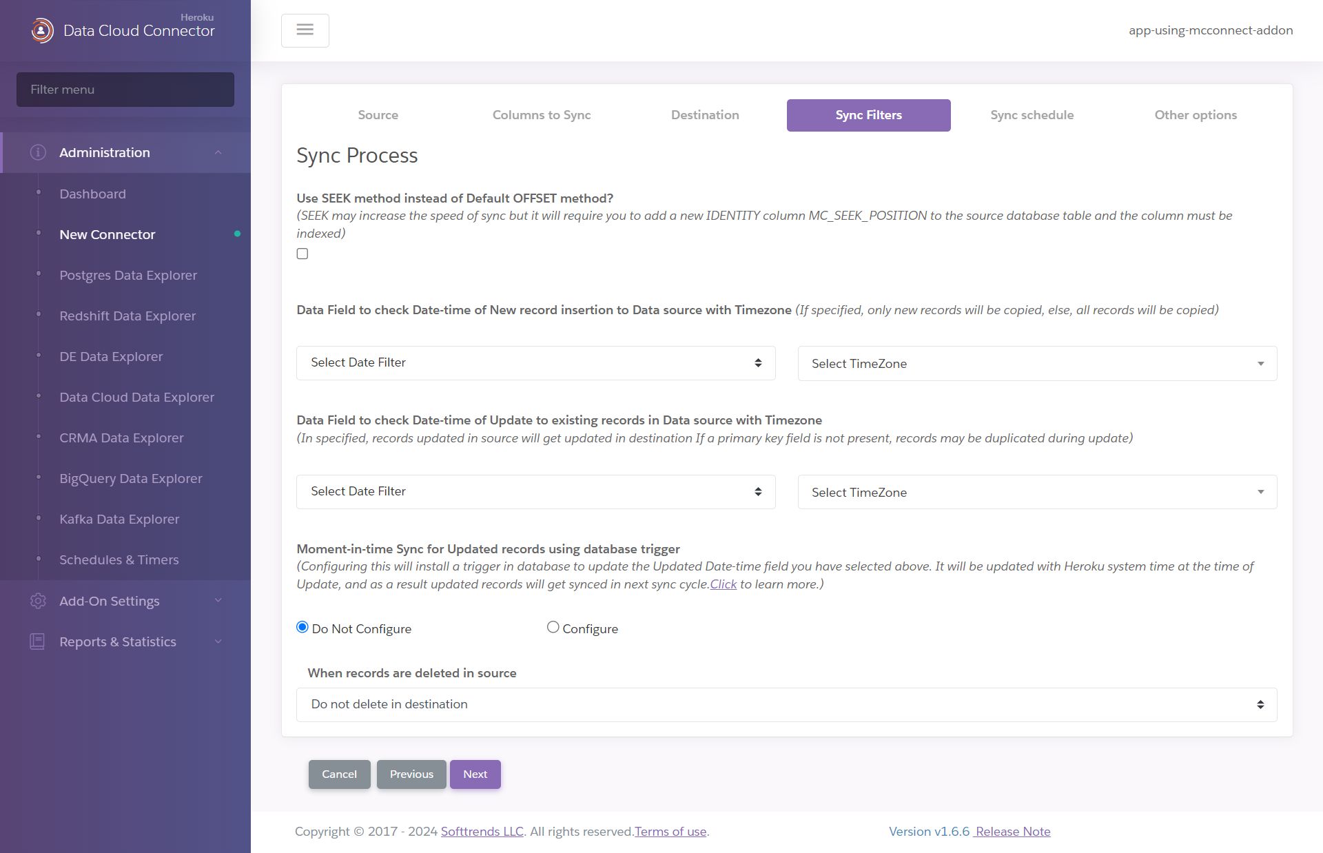 A screenshot of a third set of Add a Connector settings.